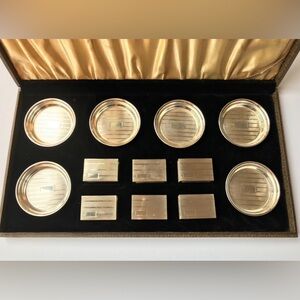 6 Sets Sterling Ashtrays And Match Bose Holders / Covers